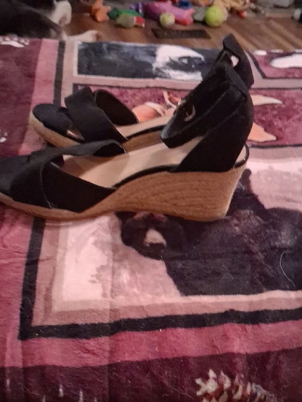 H&M Black Ankle-Strap Espadrille Wedge Sandals